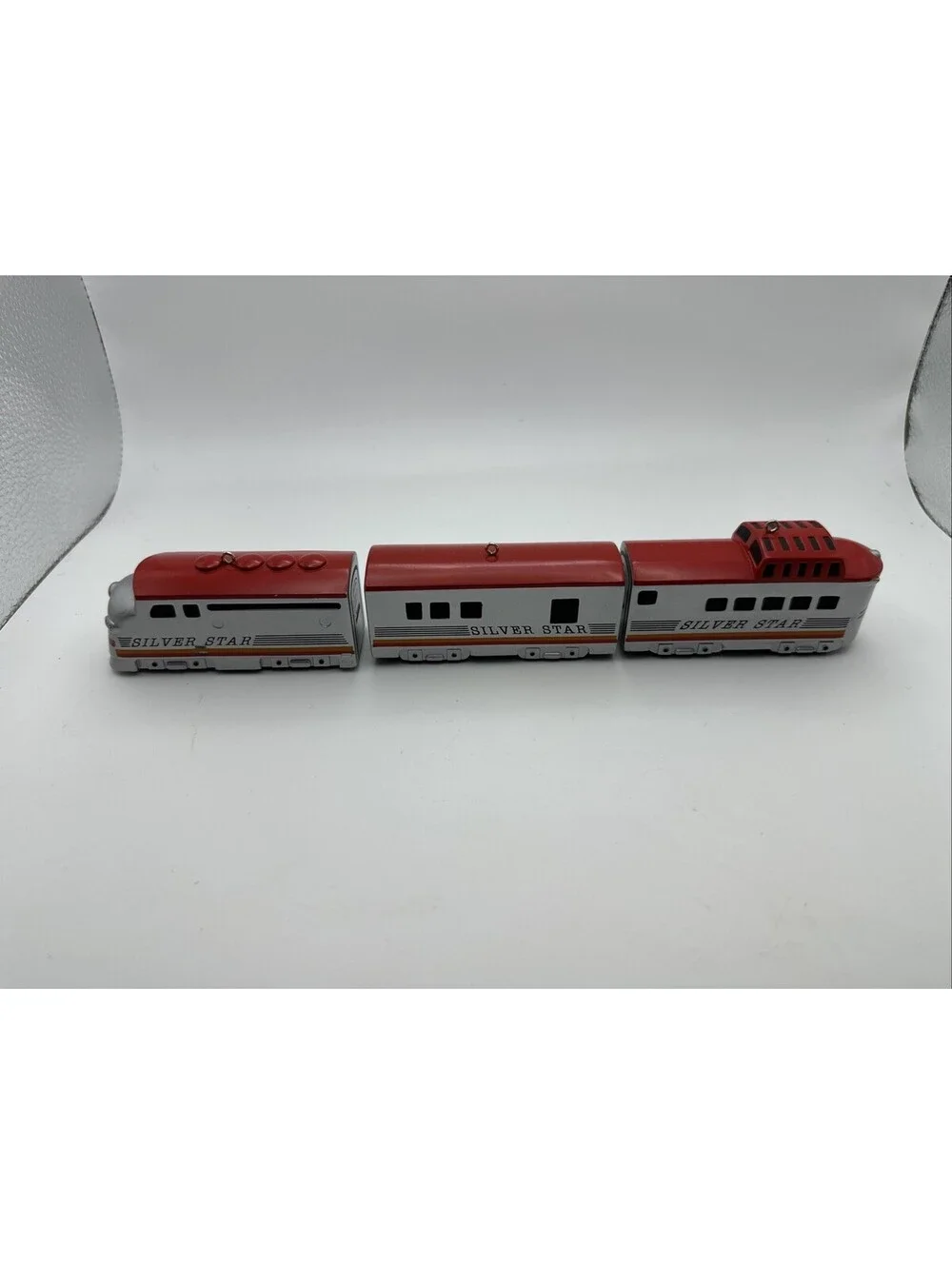 Hallmark Keepsake Ornament Silver Star Train Set Of 3 Cast Metal 1992 Heavy